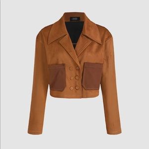 NWT Faux Suede Pocket Crop Jacket, Women’s S, Color Cognac and brown
